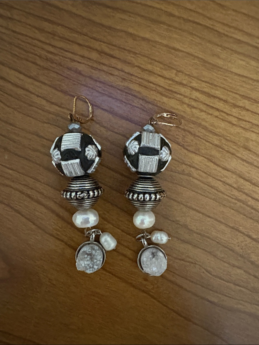 Hand-made Silver and Pearl Drop Earrings